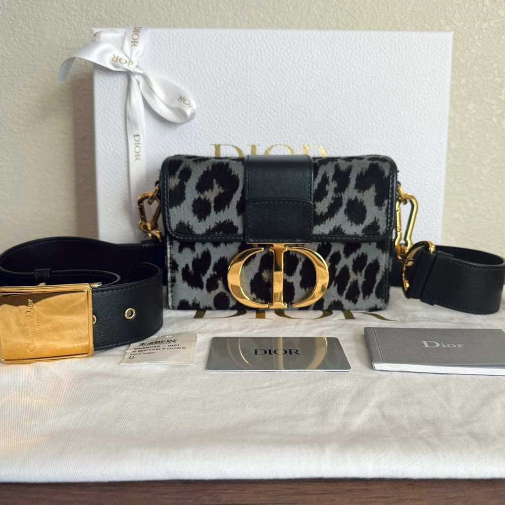 ❌SOLD❌DIOR 30 Montaigne Grey Mizza Pony Hair Calfskin Leather Box Bag - Picture 13 of 13